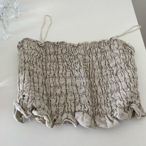 Beige Smocked Tube Top reformation